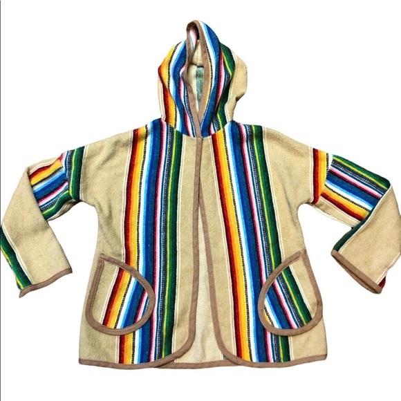 Hooded Poncho Aztec-look Jacket - Picture 2 of 14